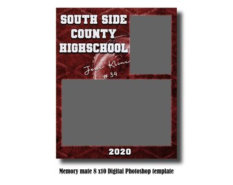 Plantilla de Photoshop Digital Memory Mate 8x10 - Plantilla de Photoshop PSD de Softbol o Béisbol / Deportes - Sólo archivo digital