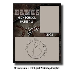 8x10 Memory Mate Digital Photoshop Template - Baseball / Sports PSD Photoshop Template - Digital File Only