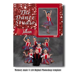 8x10 Memory Mate Digital Photoshop Template - Dance / Sports PSD Photoshop Template - Digital File Only