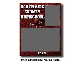 Plantilla de Photoshop digital Memory Mate 8x10 - Plantilla de Photoshop PSD de béisbol o softbol / deportes - Solo archivo digital