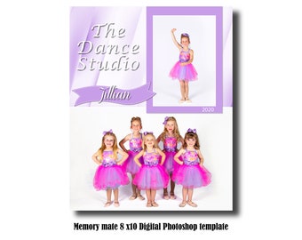 8x10 Memory Mate Digital Photoshop Template - Dance / Sports PSD Photoshop Template - Digital File Only
