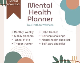 Mental Health Planner, Digital Self Care Journal, Self Care Planner, Wellness Journal, Goodnotes Planner, Mental Health Mindfulness,