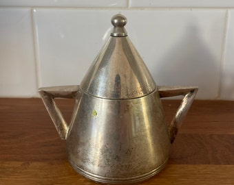 Art Deco conical silver plated sugar bowl. Vintage 1920s/1930s