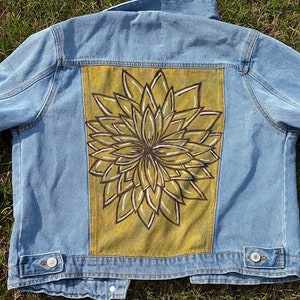 Hand Painted Sunflower Denim Jacket