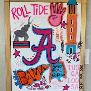 Alabama 24x30 Hand-painted College Canvas/ Dorm Decor and Graduation- Fully Customizable