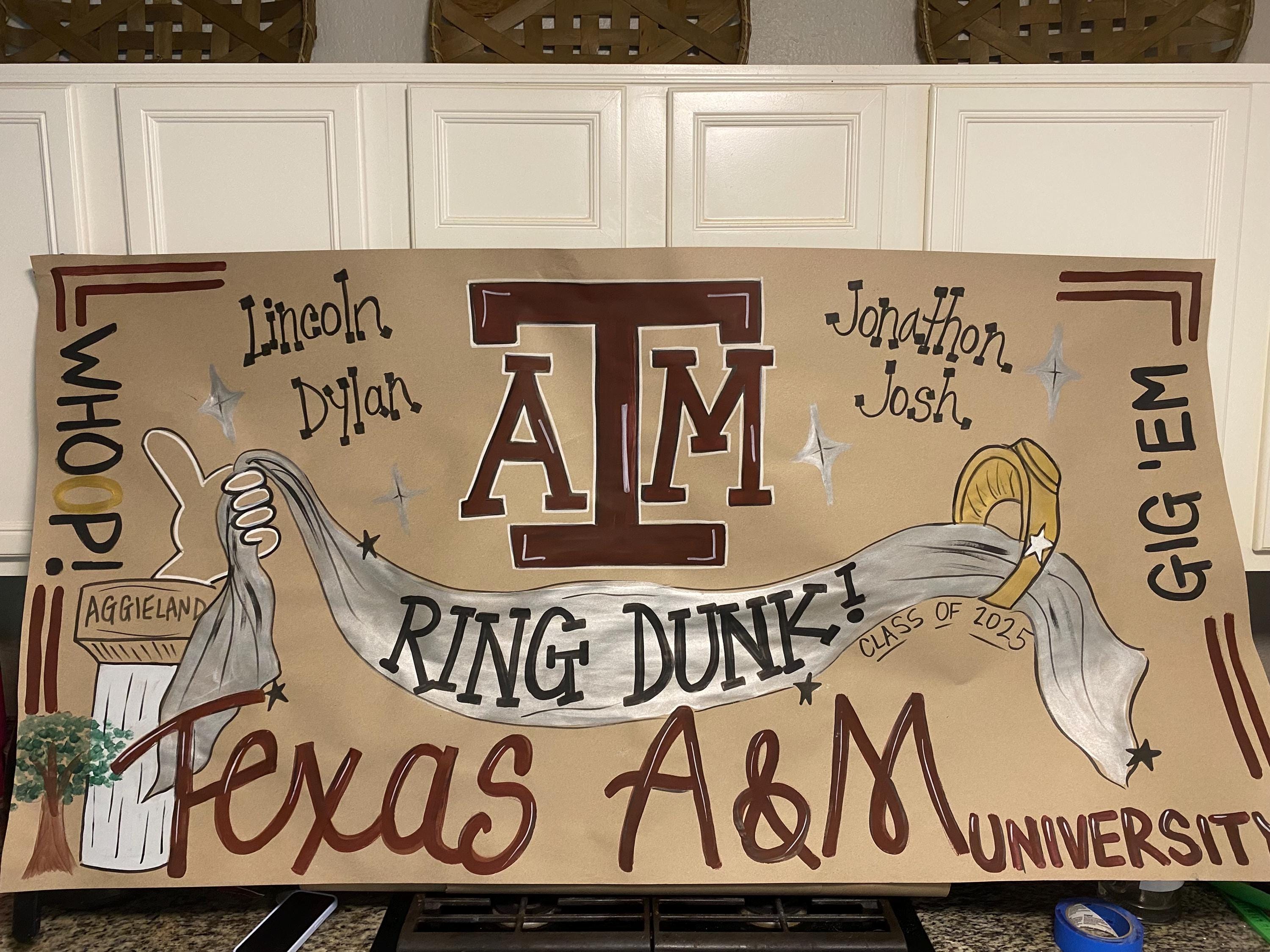 6 Foot Texas A&M Aggie Ring Dunk / Graduation Banner- Fully ...