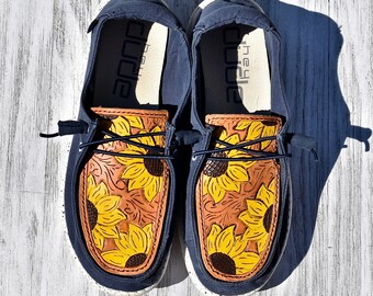 Sunflower Tooled Leather Hey Dude Shoes 