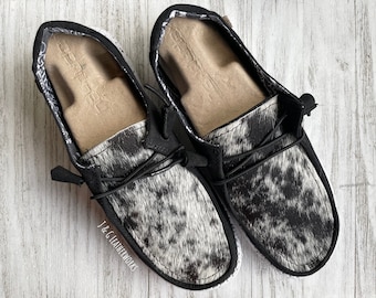 Cowhide Hey Dude Shoes (Salt and Pepper)