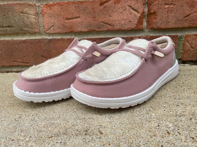 Custom Cowhide Hey Dude Shoes blonde and Pink Size 6 Etsy