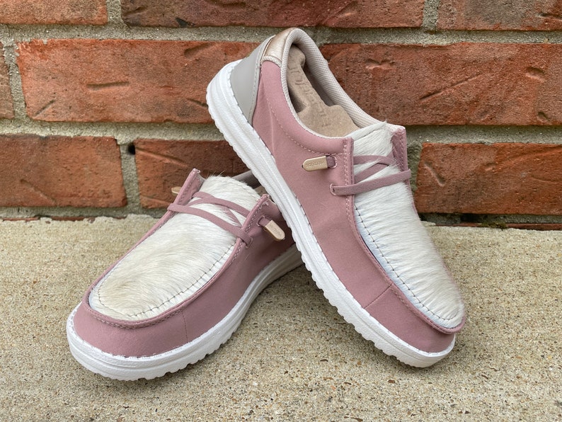 Custom Cowhide Hey Dude Shoes blonde and Pink Size 6 Etsy