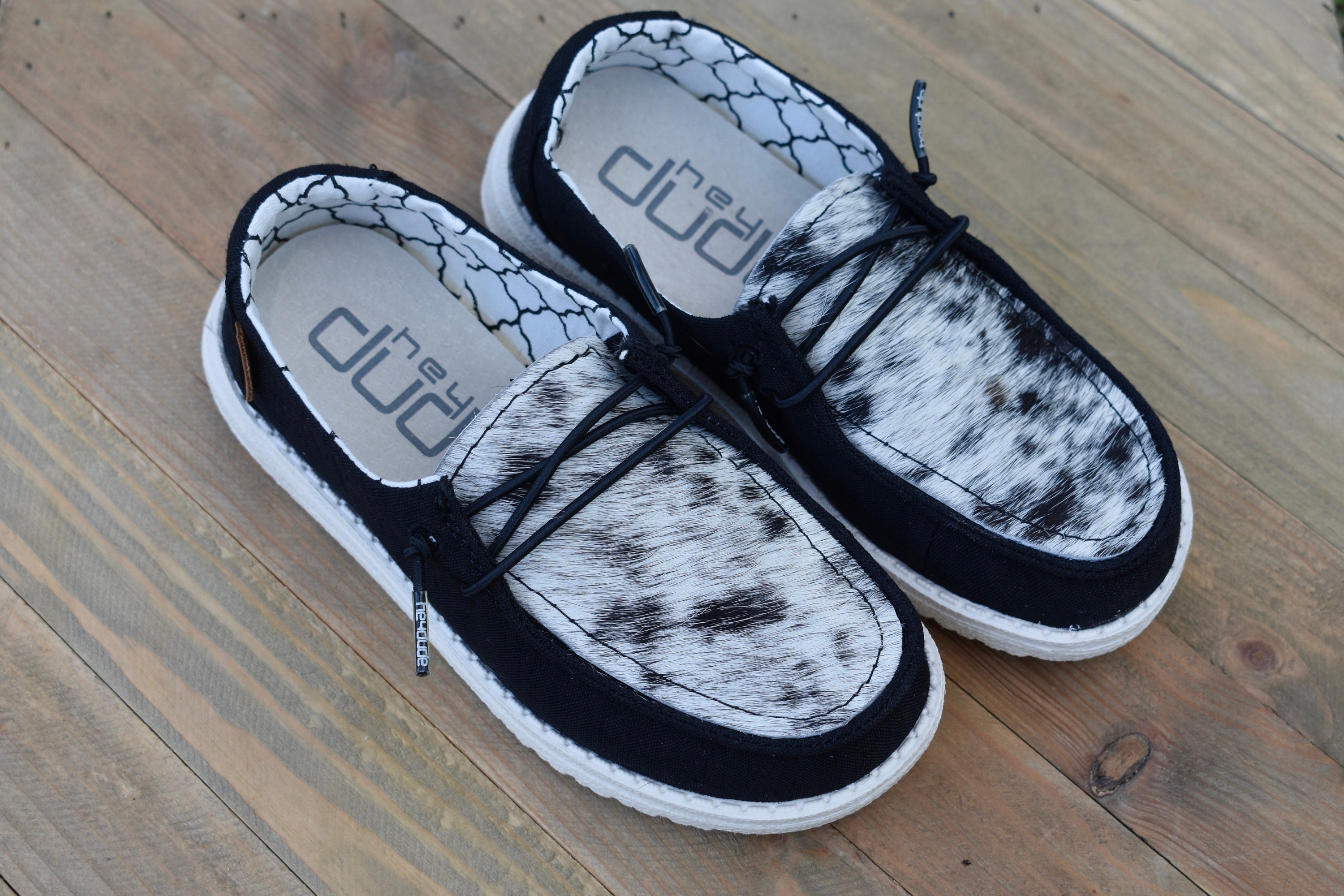 Cowhide Youth Hey Dude Shoes salt and Pepper Etsy