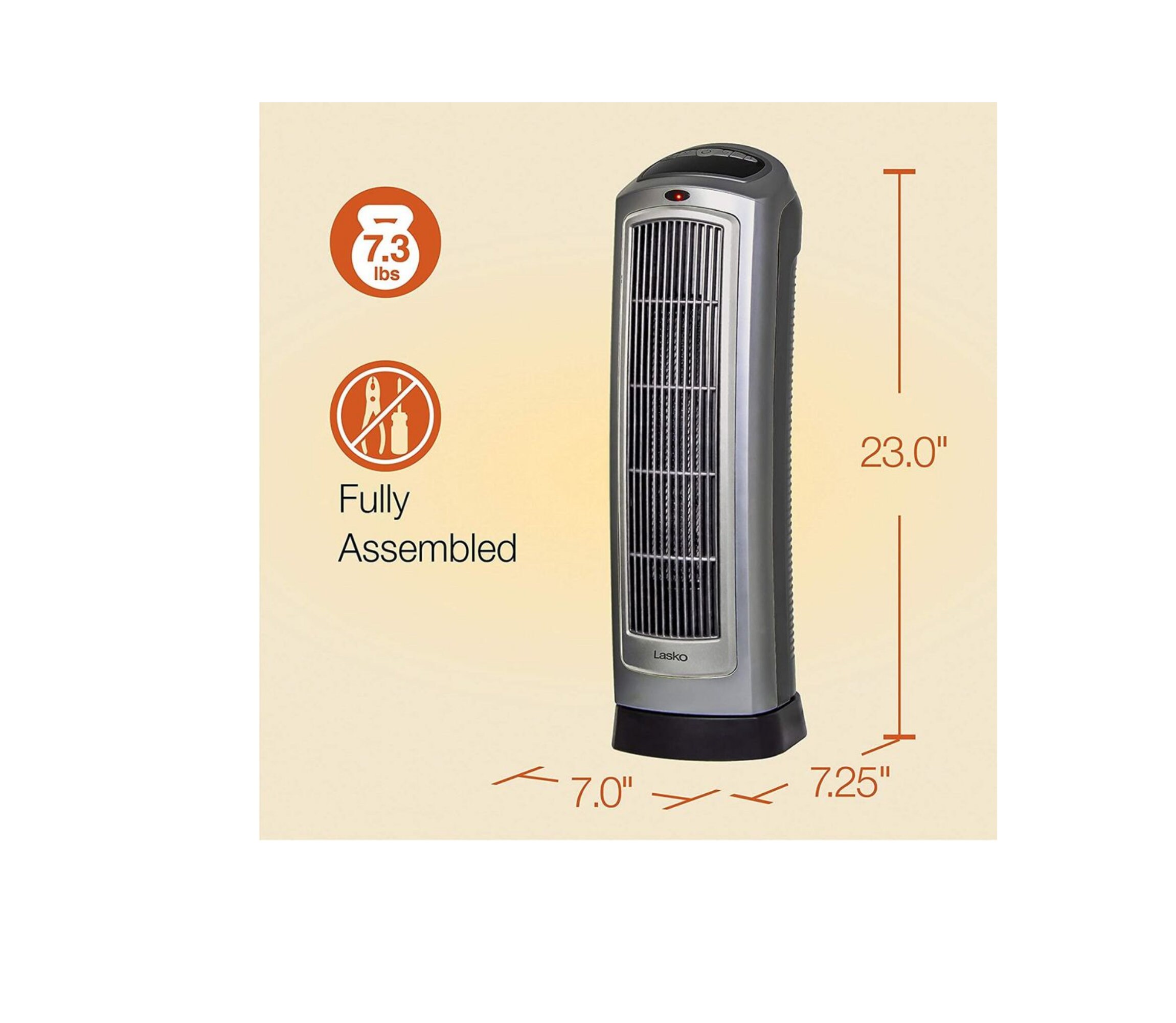 Lasko 755320 Ceramic Space Heater 8.5 L x 7.25 W x 23 H inches Etsy