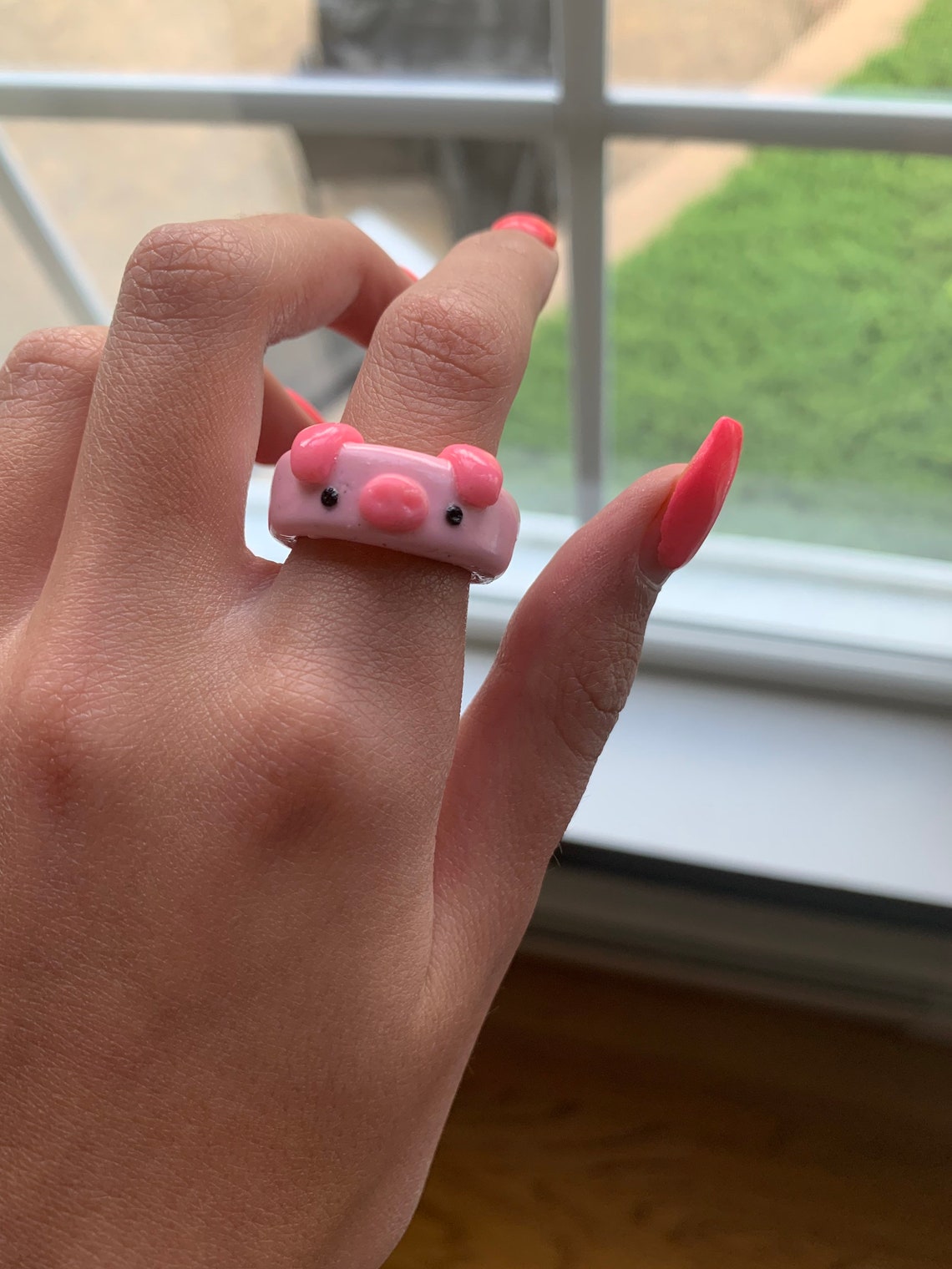 Trendy chunky Y2k clay pig ring Etsy
