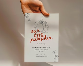 Pumpkin Baby Shower Invitation: Fall Theme, Editable Canva Template (Digital Download)
