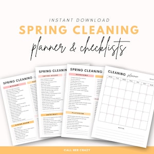 EDITABLE Cleaning Checklist, ADHD cleaning planner, spring cleaning schedule, printable canva template, undated calendar, house cleaning PDF