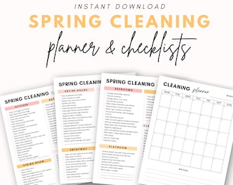 EDITABLE Cleaning Checklist, ADHD cleaning planner, spring cleaning schedule, printable canva template, undated calendar, house cleaning PDF