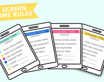 Screen time rules checklist / Summer screen time rules / Homeschool rules / House rules for kids / PRINTABLE