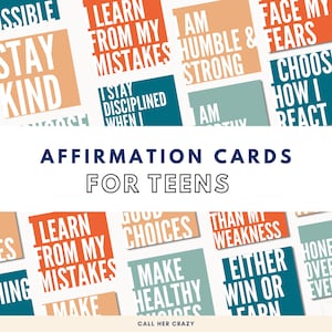 Digitale Affirmationskarten für Jugendliche / positives Denken Lesezeichen / fröhliche Gedanken / druckbare Karten zum Dekorieren