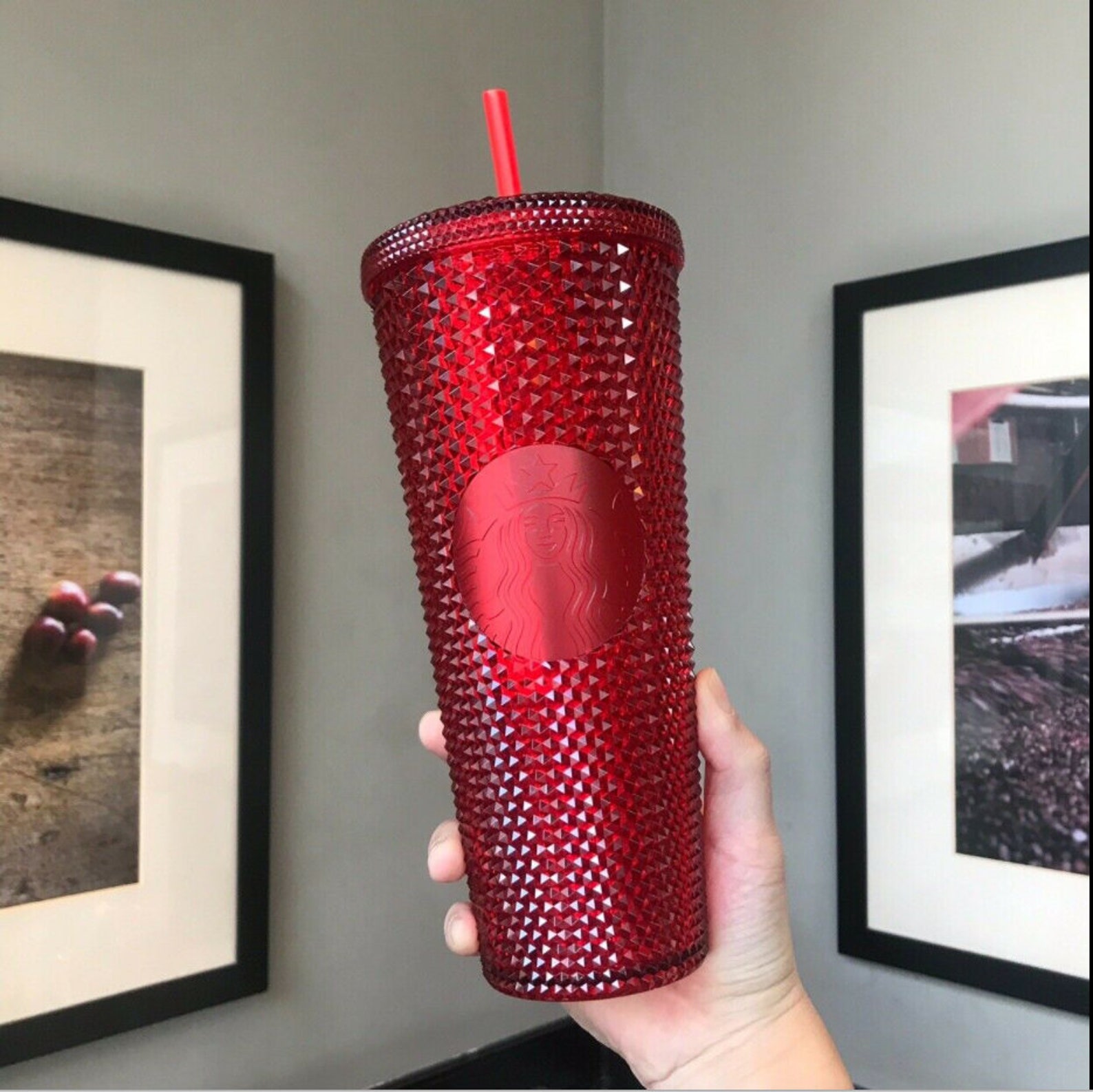 Starbucks 2021 Red Shinning Diamond Studded Tumbler STRAW CUP Etsy