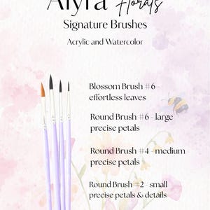 Aiyra Florals Brush Set - Watercolor & Acrylic Painting, Floral Art, Set of 4