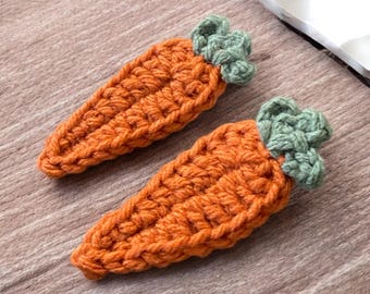 Carrot Cutie Crochet Hair Barrettes