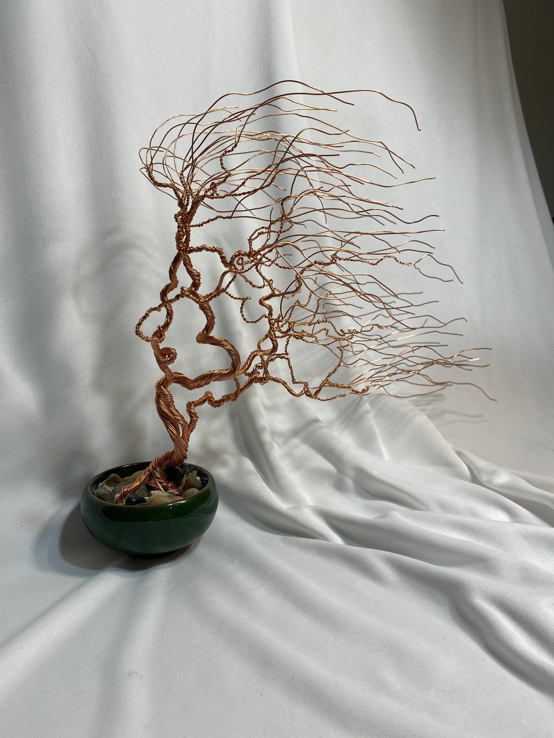 Copper Wire Bonsai Tree Sculpture Windswept style Etsy
