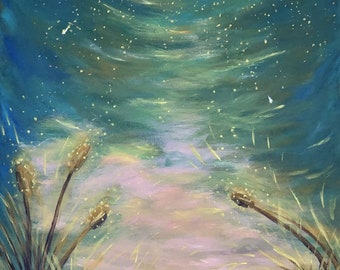 Acrylic painting on canvas, Stille Wasser