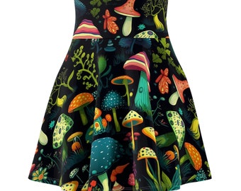 Pilz Skater Rock, Herbst Wickelrock, Trendy Pilz Kleid Frauen, Kleidung Frauen Kleid, Magic Mushroom, Fungi Nature Woodland Rock