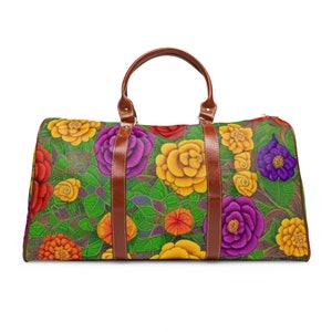 Waterproof Travel Bag, Floral Tote Bag, Unique Carry On Bag