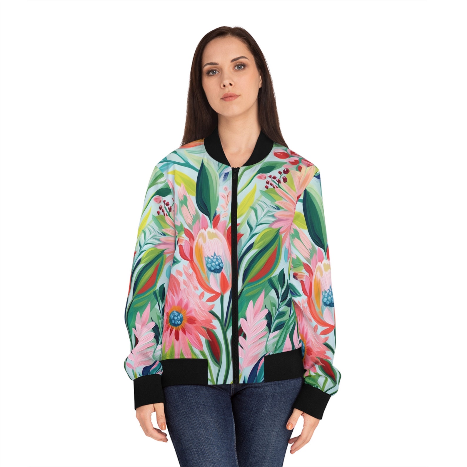 Floral Oversized Bomber Jacket for Women main image 0