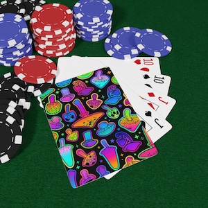 Setas Mágicas Jugando Cartas de Póquer, Regalo de Amantes de las Setas, Regalo de Setas, Setas Trippy, Regalo de Hongos, Baraja de Cartas,
