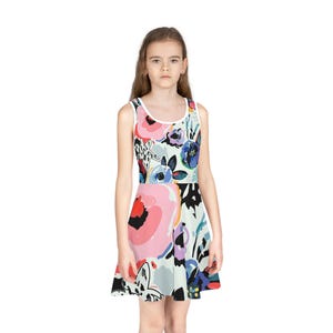 Whimsical Floral Girls&#39; Sundress, Perfect for Summer Parties, Birthdays, Family Outings, Vacation, Casual Wear