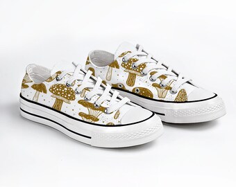 Mushroom Print Canvas Shoes: Unisex Cottagecore Sneakers