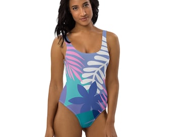 Floral One-Piece Swimsuit: Botanical Print Monokini, Plus Size Swimwear