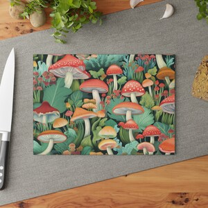 Glass Mushroom Cutting Board, Charcuterie Cheese Board Tray, Kitchen Gift, Housewarming, Gift for Her, Mother&#39;s Day Gift