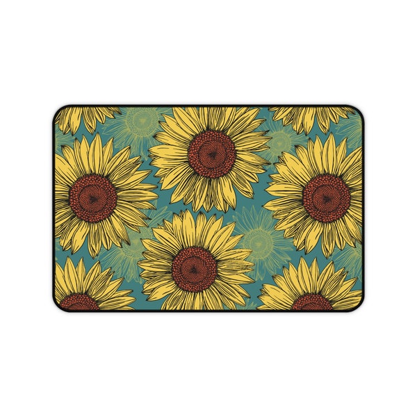 Custom Desk Mat Sunflower, Mouse Pad with Flowers, Botanical Desk Mat, Cute Desk Topper, Pretty Desk Pad, Sunflower Lover Gift