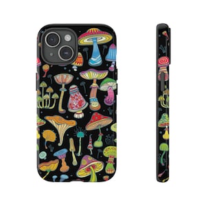 Trippy Mushroom iPhone Apple Tough Case, iPhone 15 14 Pro Max, iPhone 13 12 11, Samsung Galaxy S23 Plus S20 S21 S22, Mushroom Phone Cover image 1