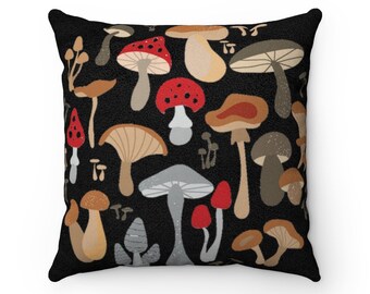 Mushroom Faux Suede Square Pillow Case