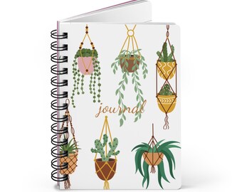 Plant Journal: Hanging Houseplant Spiral Notebook, Garden Diary