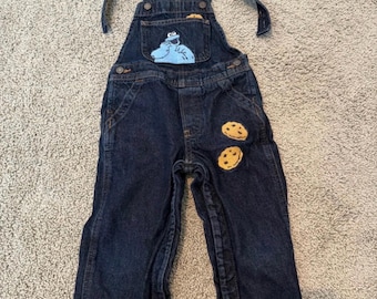 Sesame Street Cookie Monster denim overalls