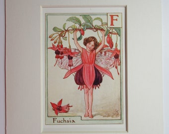 Flower fairies Alphabetの妖精 Flower Fairies Mounted F Fuchsia Alphabet Flower Fairy