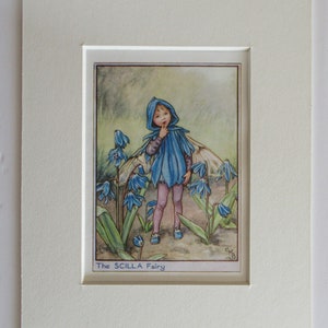Flower Fairies/Fairy: The SCILLA FAIRY, Vintage Print, 1930&#39;s/40&#39;s, by Cicely Mary Barker, Garden Fairy,  Mounted