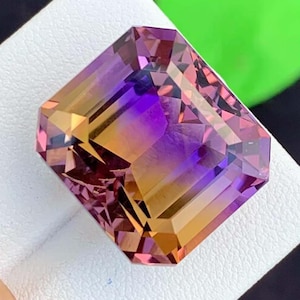 Natural Ametrine Gemstone, For Jewelry Making , Emerald Cut Rich Color Ametrine Gemstone, February Birthstone