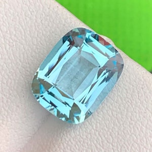 Natural Swiss Blue Topaz Gemstone, Cushion Cut For Jewelry Making, Lite Blue Topaz November Birthstone -   6.05 Carats   12*9.5*5.5 mm