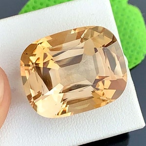 Golden Yellow Topaz Gemstone: 41.80 Carat Cushion Cut Stone
