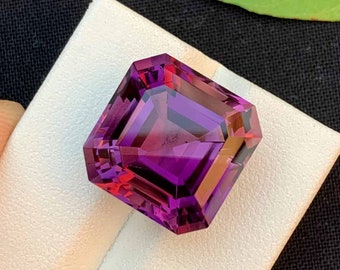 Natural Amethyst Gemstone, Assher Cut Amethyst Gemstone, Amethyst for Jewelry Making, February Birthstone - 18.30 carats