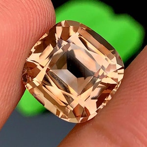 Golden Imperial Topaz Gemstone: 10.10 Carat Cushion Cut Stone
