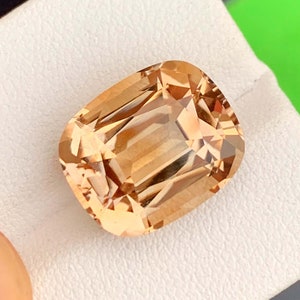 Golden Yellow Topaz Gemstone: 12.85 Carat Cushion Cut Stone