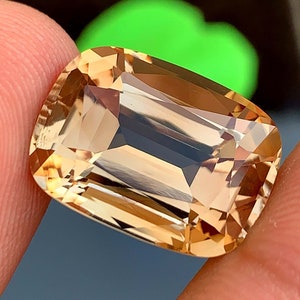 22.25 Carat Golden Imperial Topaz Gemstone: Cushion Cut (18x13x10 mm)