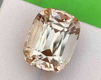 Natural Imperial Topaz Gemstone: 18.42 Carat Golden Yellow Cushion Cut